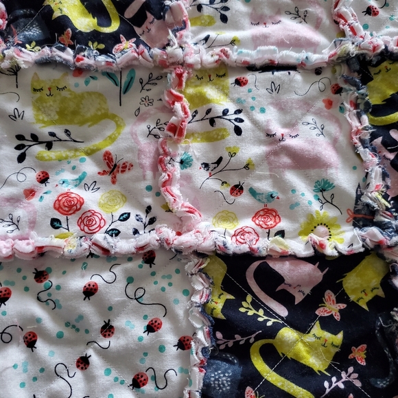 NEW Homemade Newborn Rag Quilt Security Blanket/ Doll Blanket /Pet Blanket - Picture 4 of 13